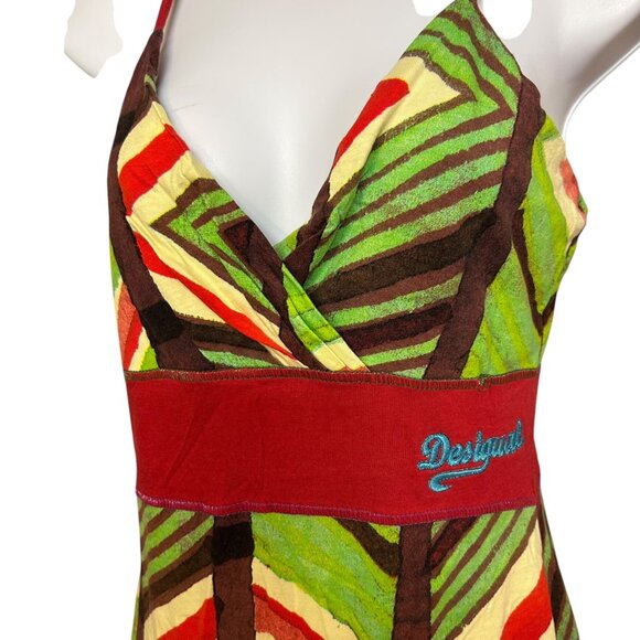 Desigual Multicolor Babydoll Strappy Sundress Dress Size M Artsy Novelty Print - Picture 3 of 7